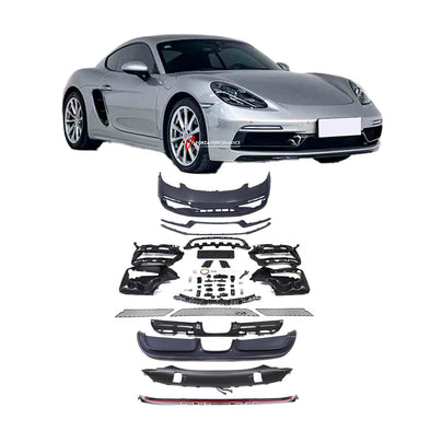 CONVERSION UPGRADE BODY KIT for PORSCHE 718 982 CAYMAN BOXSTER upgrade to GTS

Set includes:

Front Bumper Assembly
LED Tail Light Strip
Rear Diffuser

Material: Plastic

NOTE: Professional installation is required. Factory LED DRL must be reused

CONTACT US FOR PRICING