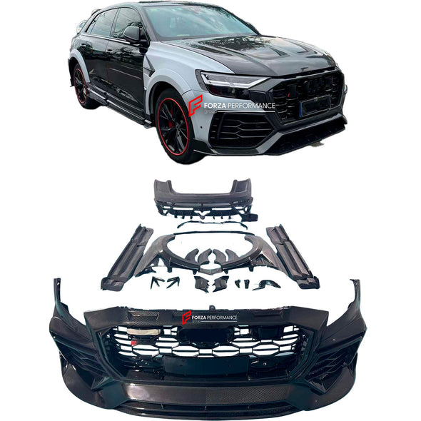 WIDE DRY CARBON BODY KIT for AUDI Q8 | RSQ8 4M 2019 - 2023






Set includes:

Front Bumper Assembly
Front Bumper Canards
Hood/Bonnet

Front Fenders
Fender Flares
Side Skirts
Rear Roof Spoiler
Trunk Wing Spoiler
Exhaust System
Rear Bumper
Rear Diffuser

Material: Dry Carbon

NOTE: Professional installation is required.