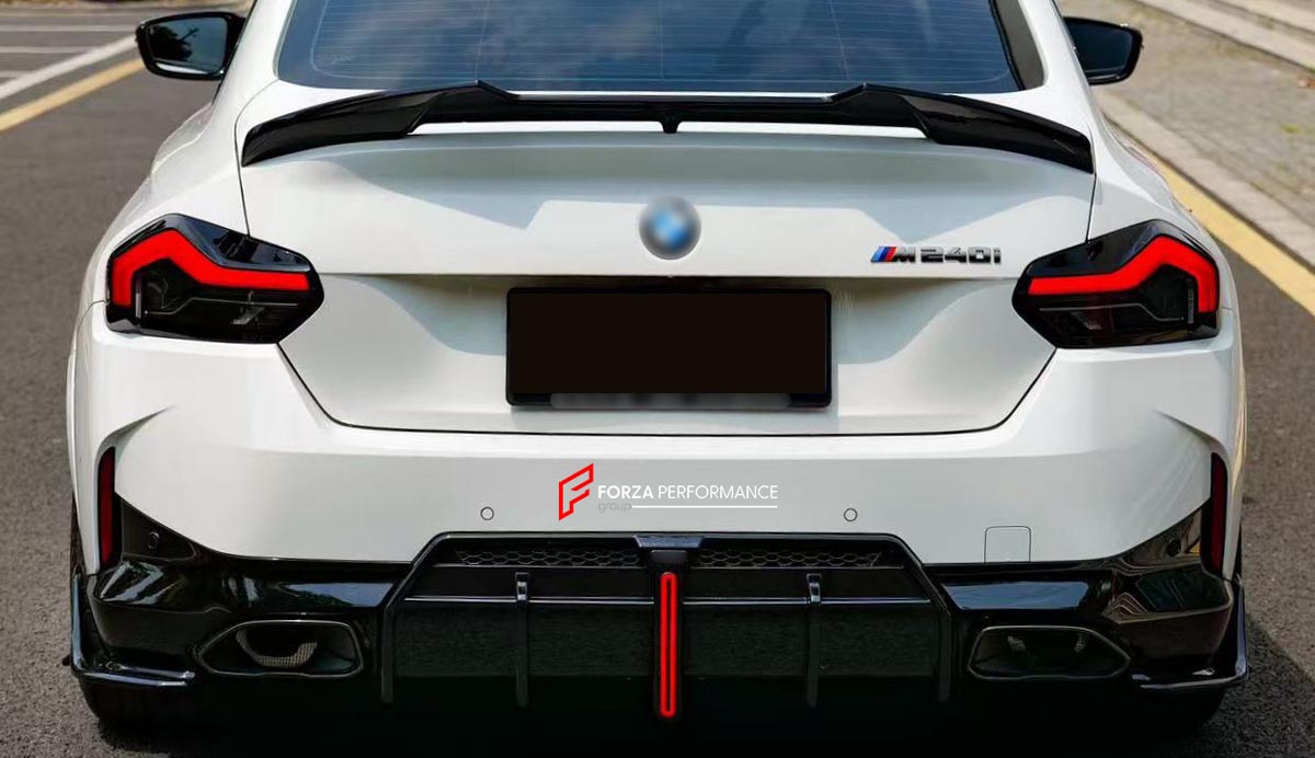 Body Kit for BMW 2 SERIES M240I 2021+
Set includes:

Front Lip
Front Bumper Side Canards
Side Skirts
Diffuser
Roof Spoiler
Spoiler
Material: Plastic (PP)

NOTE: Professional installation is required.