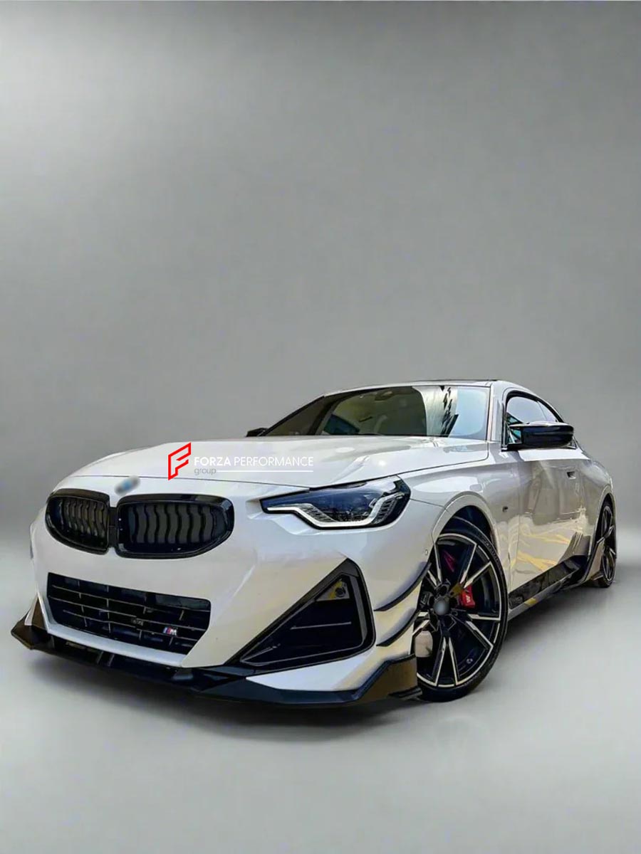 Body Kit for BMW 2 SERIES M240I 2021+
Set includes:

Front Lip
Front Bumper Side Canards
Side Skirts
Diffuser
Roof Spoiler
Spoiler
Material: Plastic (PP)

NOTE: Professional installation is required.
