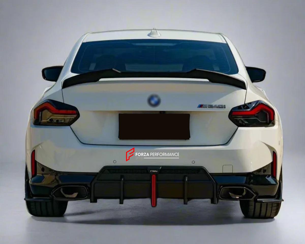 Body Kit for BMW 2 SERIES M240I 2021+
Set includes:

Front Lip
Front Bumper Side Canards
Side Skirts
Diffuser
Roof Spoiler
Spoiler
Material: Plastic (PP)

NOTE: Professional installation is required.