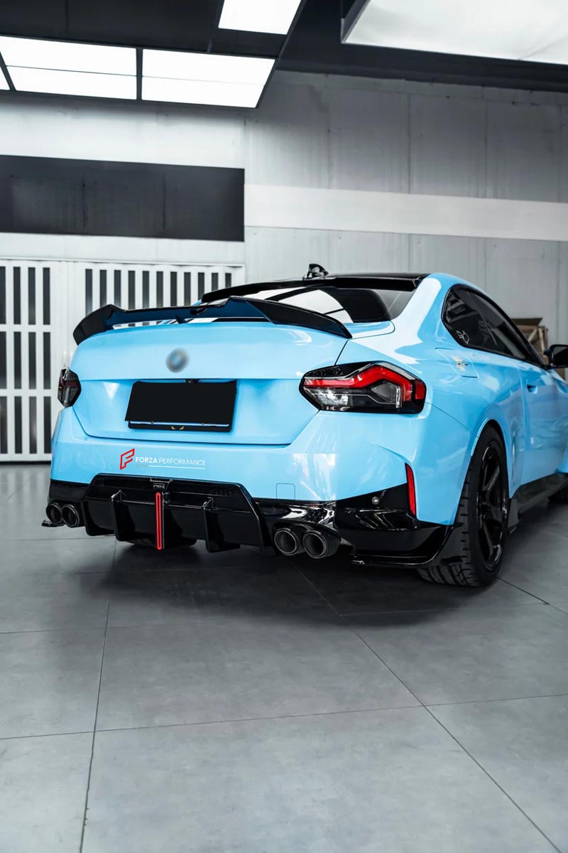 Body Kit for BMW 2 SERIES M240I 2021+
Set includes:

Front Lip
Front Bumper Side Canards
Side Skirts
Diffuser
Roof Spoiler
Spoiler
Material: Plastic (PP)

NOTE: Professional installation is required.