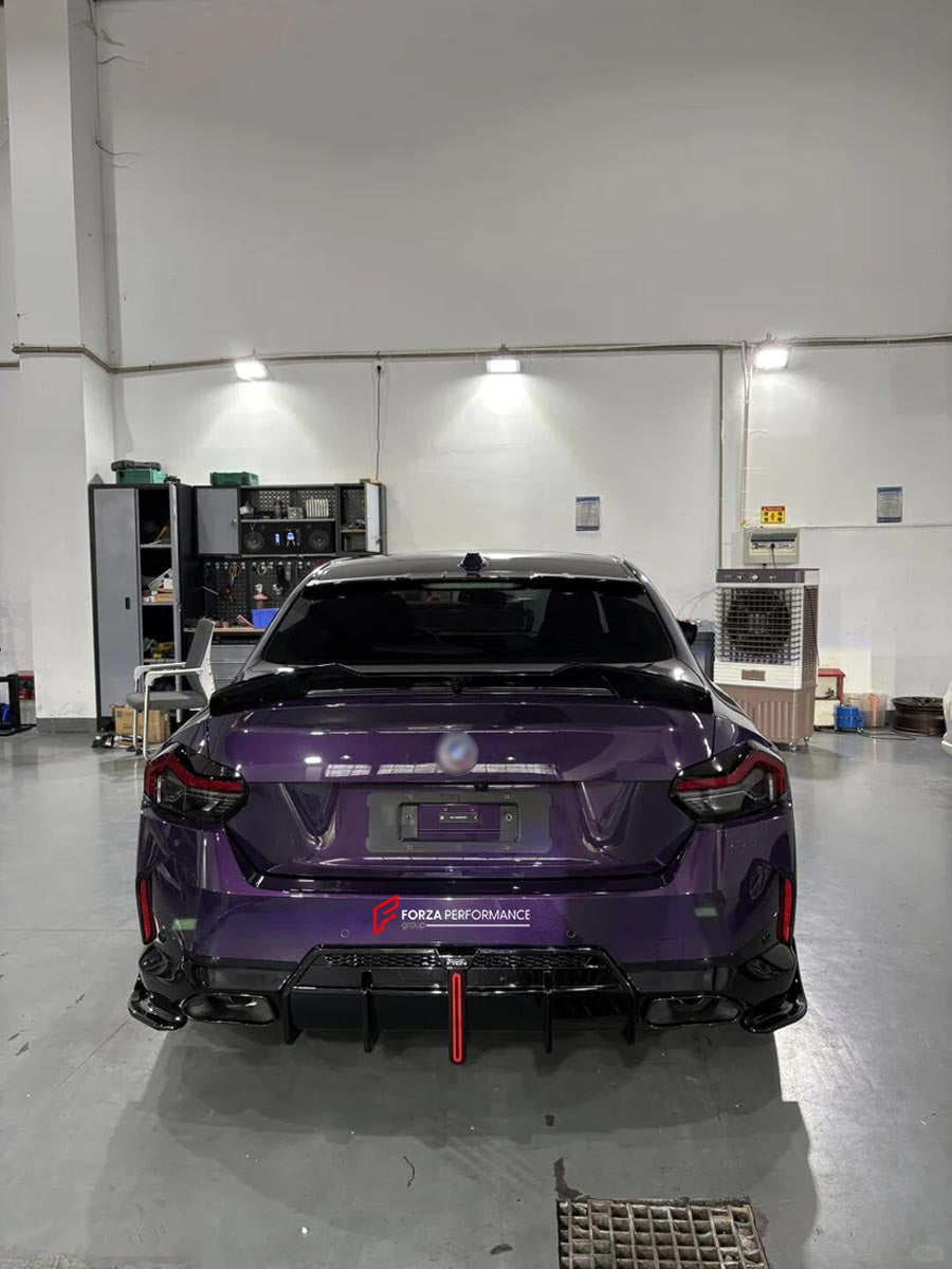 Body Kit for BMW 2 SERIES M240I 2021+
Set includes:

Front Lip
Front Bumper Side Canards
Side Skirts
Diffuser
Roof Spoiler
Spoiler
Material: Plastic (PP)

NOTE: Professional installation is required.