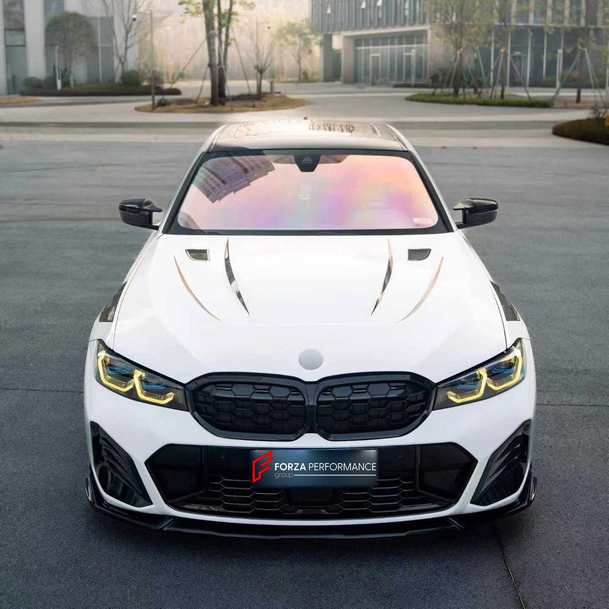 BODY KIT for BMW 3 SERIES G20 LCI 2022+

Set includes:
Front Lip
Hood Bonnet
Side Fender Vents
Side Skirts
Ducktail Spoiler
Rear Diffuser

Material: Plastic

NOTE: Professional installation is required.