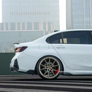 BODY KIT for BMW 3 SERIES G20 LCI 2022+

Set includes:
Front Lip
Hood Bonnet
Side Fender Vents
Side Skirts
Ducktail Spoiler
Rear Diffuser

Material: Plastic

NOTE: Professional installation is required.