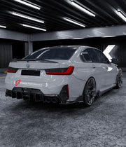 Body Kit for BMW 3 SERIES VII G20 G28 LCI 2023+
Set includes:

Front Lip
Side Skirts
Diffuser
Spoiler
Material: Plastic (PP)

NOTE: Professional installation is required.