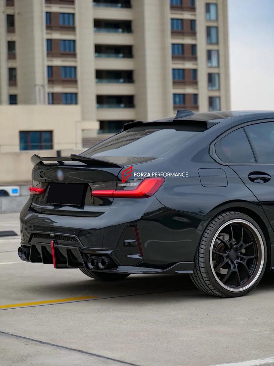 Body Kit for BMW 3 SERIES VII G20 G28 LCI 2023+
Set includes:

Front Lip
Side Skirts
Diffuser
Spoiler
Material: Plastic (PP)

NOTE: Professional installation is required.