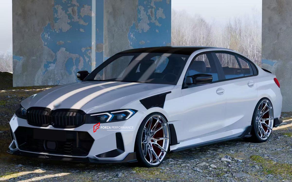 Body Kit for BMW 3 SERIES VII G20 G28 LCI 2023+
Set includes:

Front Lip
Side Skirts
Diffuser
Spoiler
Material: Plastic (PP)

NOTE: Professional installation is required.