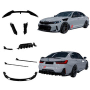 Body Kit for BMW 3 SERIES VII G20 G28 LCI 2023+
Set includes:

Front Lip
Side Skirts
Diffuser
Spoiler
Material: Plastic (PP)

NOTE: Professional installation is required.