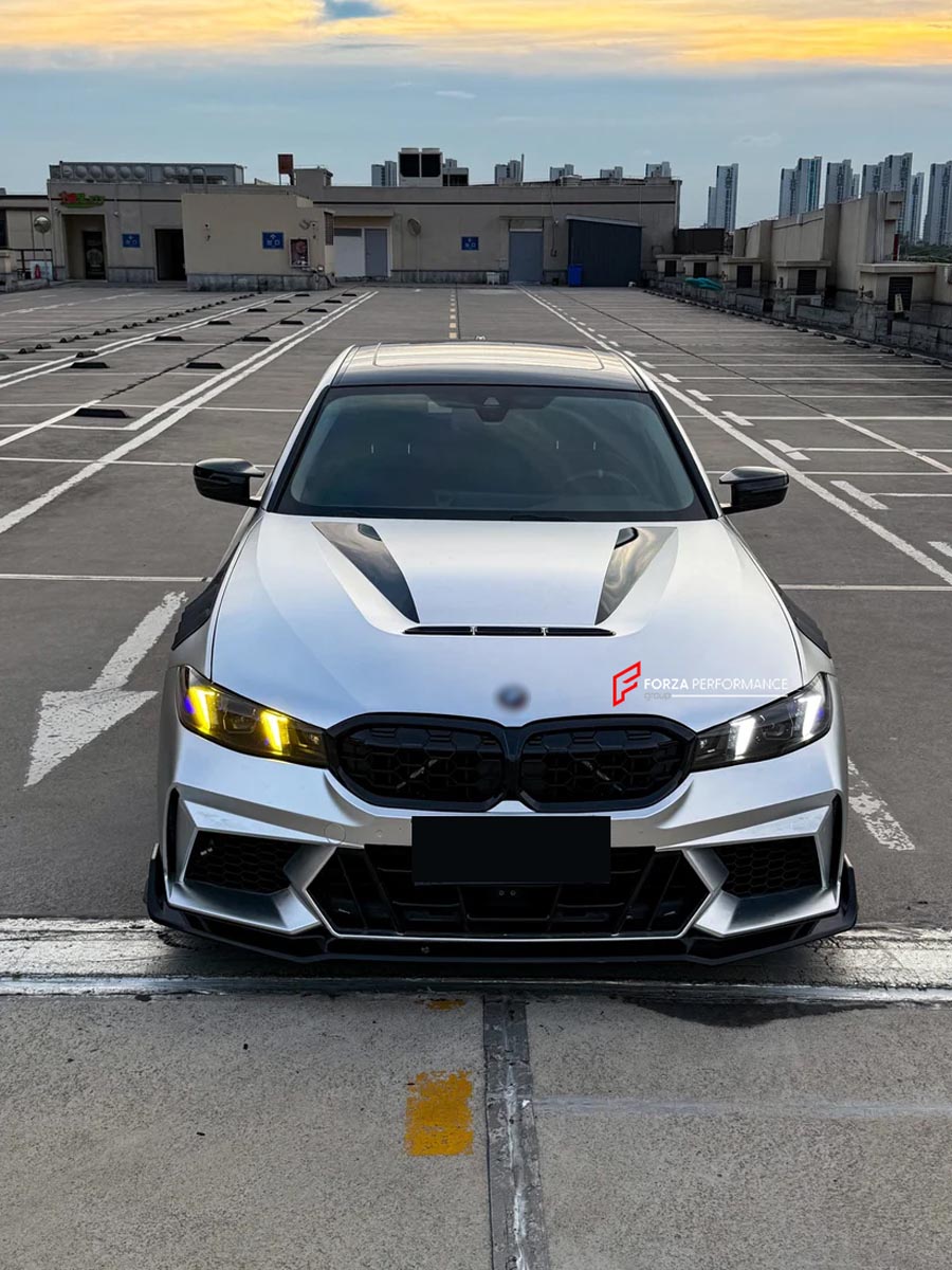 Body Kit for BMW 3 SERIES VII G20 G28 LCI 2023+
Set includes:

Front Lip
Front Bumper
Mirror Housing
Roof Spoiler
Spoiler
Material: Plastic (PP)

NOTE: Professional installation is required.