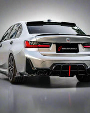 Body Kit for BMW 3 SERIES VII G20 G28 LCI 2023+
Set includes:

Front Lip
Front Bumper
Mirror Housing
Roof Spoiler
Spoiler
Material: Plastic (PP)

NOTE: Professional installation is required.
