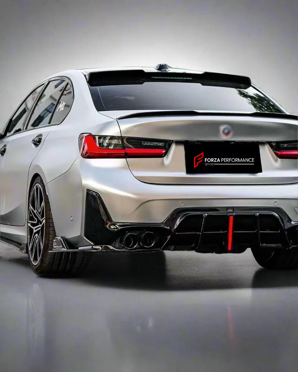 Body Kit for BMW 3 SERIES VII G20 G28 LCI 2023+
Set includes:

Front Lip
Front Bumper
Mirror Housing
Roof Spoiler
Spoiler
Material: Plastic (PP)

NOTE: Professional installation is required.