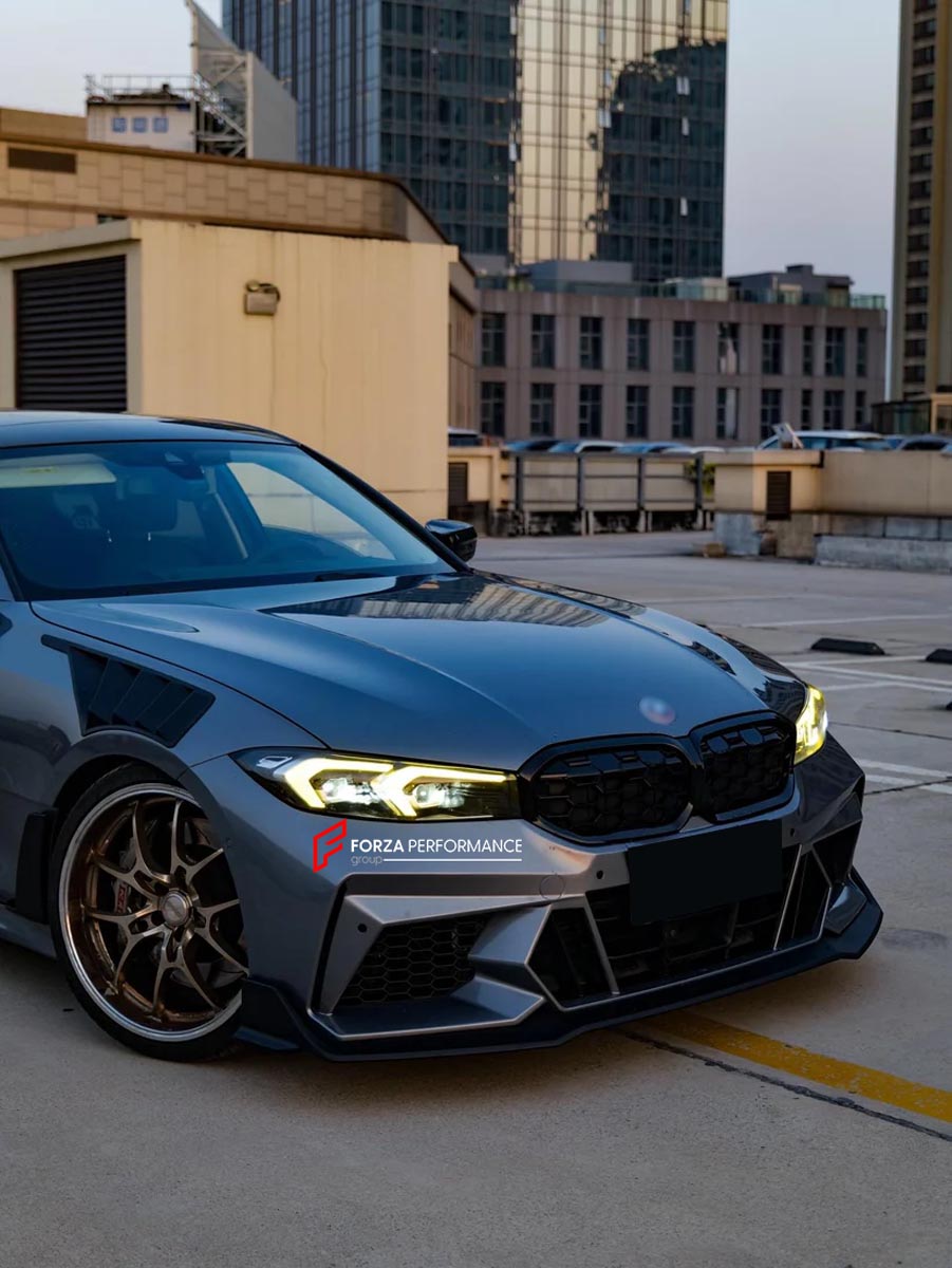 Body Kit for BMW 3 SERIES VII G20 G28 LCI 2023+
Set includes:

Front Lip
Front Bumper
Mirror Housing
Roof Spoiler
Spoiler
Material: Plastic (PP)

NOTE: Professional installation is required.