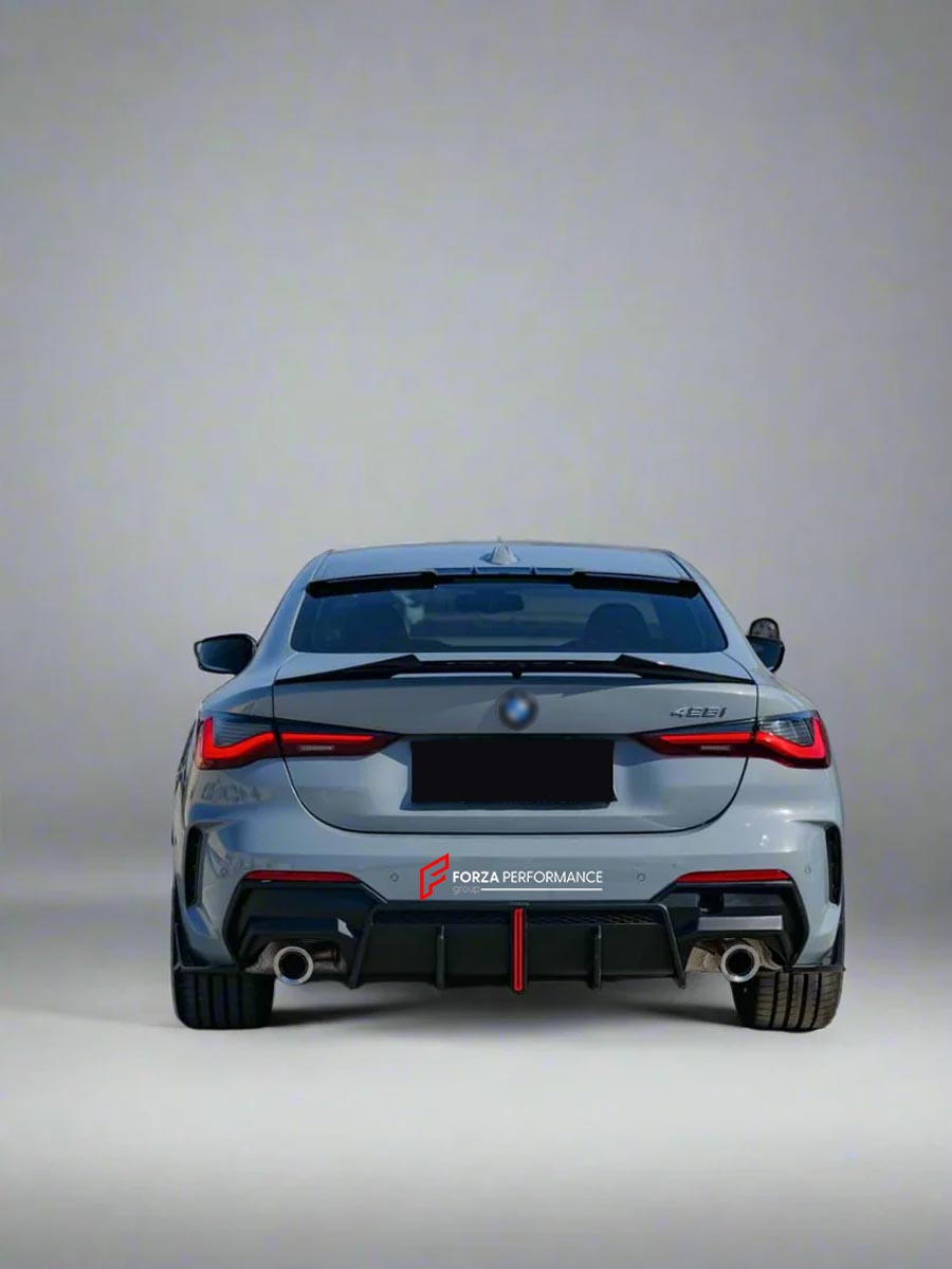 Body Kit for BMW 4 SERIES G22 2020+
Set includes:

Front Lip
Side Skirts
Diffuser
Roof Spoiler
Spoiler
Material: Plastic (PP)

NOTE: Professional installation is required.