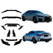 Body Kit for BMW 4 SERIES G22 2020+
Set includes:

Front Lip
Side Skirts
Diffuser
Roof Spoiler
Spoiler
Material: Plastic (PP)

NOTE: Professional installation is required.