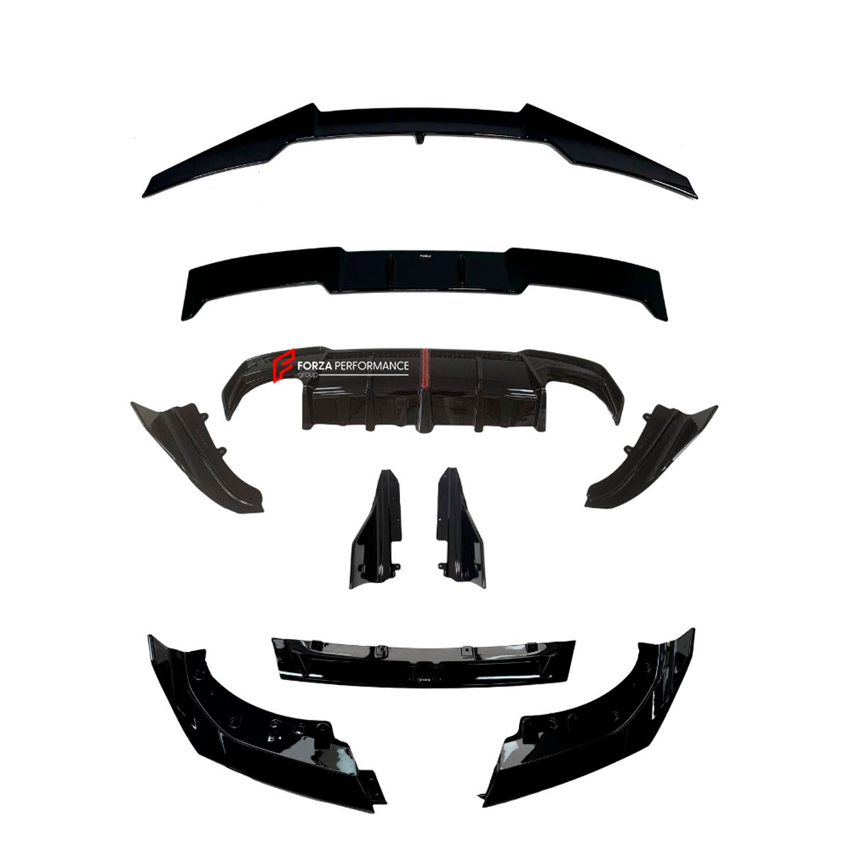 Body Kit for BMW 4 SERIES G22 2020+
Set includes:

Front Lip
Side Skirts
Diffuser
Roof Spoiler
Spoiler
Material: Plastic (PP)

NOTE: Professional installation is required.