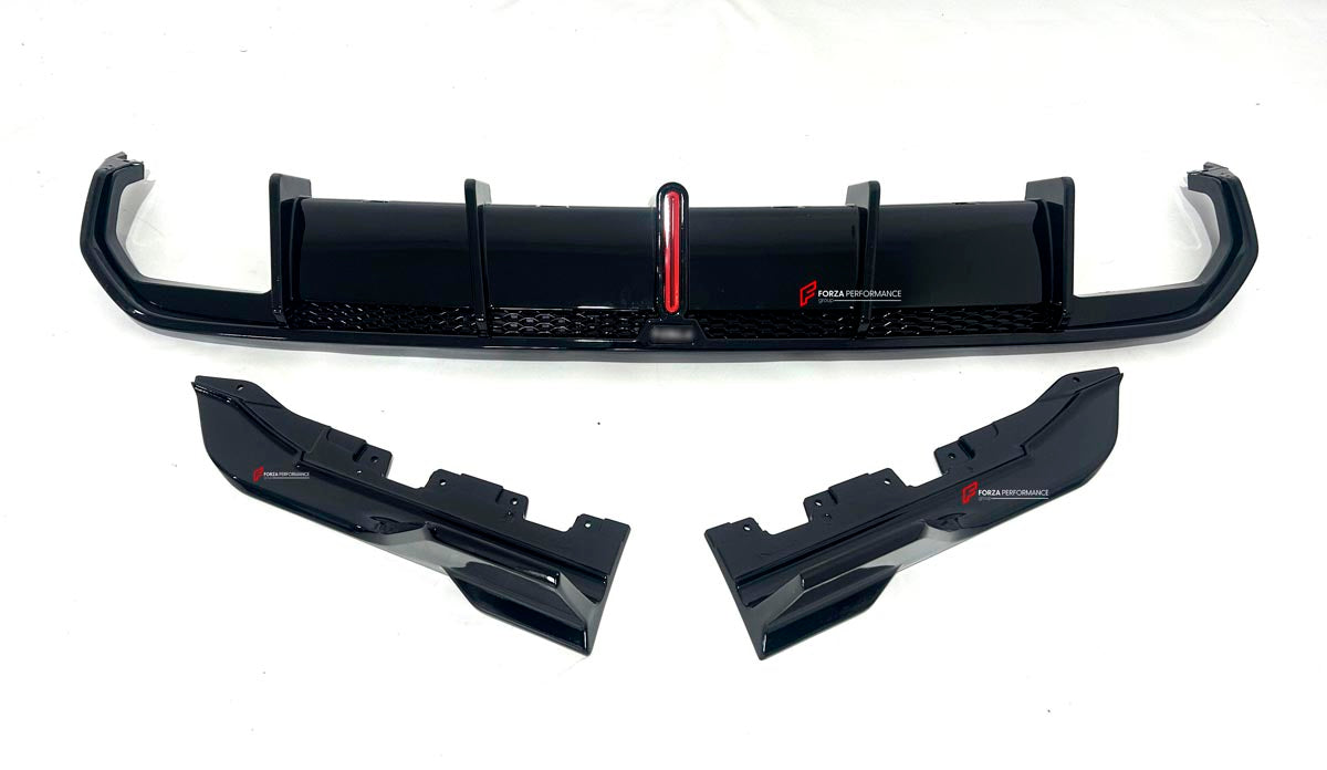 BODY KIT for BMW 4 SERIES GRAN COUPE G26 2021+ FORZA PERFORMANCE Custom fit Dry Carbon VTEN Design Style
Set includes:

Front Lip
Front Bumper Canards
Side Skirts
Rear Diffuser (dual/single outlet or quad outlet version — your choice)
Rear Lip
Rear Corners
Rear Spoiler
Roof Spoiler
Quad Titanium Black Exhaust Tips
Quad Carbon Fiber Exhaust Tips
Material: Plastic

NOTE: Professional installation is required.