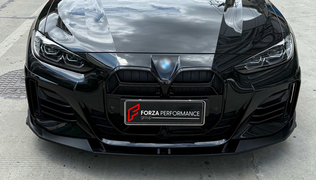 BODY KIT for BMW 4 SERIES GRAN COUPE G26 2021+ FORZA PERFORMANCE Custom fit Dry Carbon VTEN Design Style
Set includes:

Front Lip
Front Bumper Canards
Side Skirts
Rear Diffuser (dual/single outlet or quad outlet version — your choice)
Rear Lip
Rear Corners
Rear Spoiler
Roof Spoiler
Quad Titanium Black Exhaust Tips
Quad Carbon Fiber Exhaust Tips
Material: Plastic

NOTE: Professional installation is required.