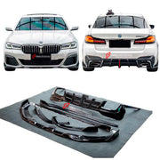 Body Kit for BMW 5 SERIES G30 530e 530i 540i xDrive M5 F90 2017 - 2020
Set includes:

Front Lip
Side Skirts
Diffuser
Material: Plastic (PP)

NOTE: Professional installation is required.