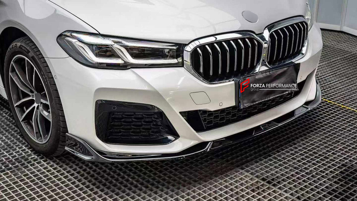 BODY KIT for BMW 5 SERIES G30 G38 LCI 2020 - 2024

Set includes:
Front Lip
Front Grille Mesh Cover Trims
Side Skirts
Rear Bumper Fins
Rear Diffuser

Material: Plastic

NOTE: Professional installation is required.