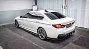 BODY KIT for BMW 5 SERIES G30 G38 LCI 2020 - 2024

Set includes:
Front Lip
Front Grille Mesh Cover Trims
Side Skirts
Rear Bumper Fins
Rear Diffuser

Material: Plastic

NOTE: Professional installation is required.