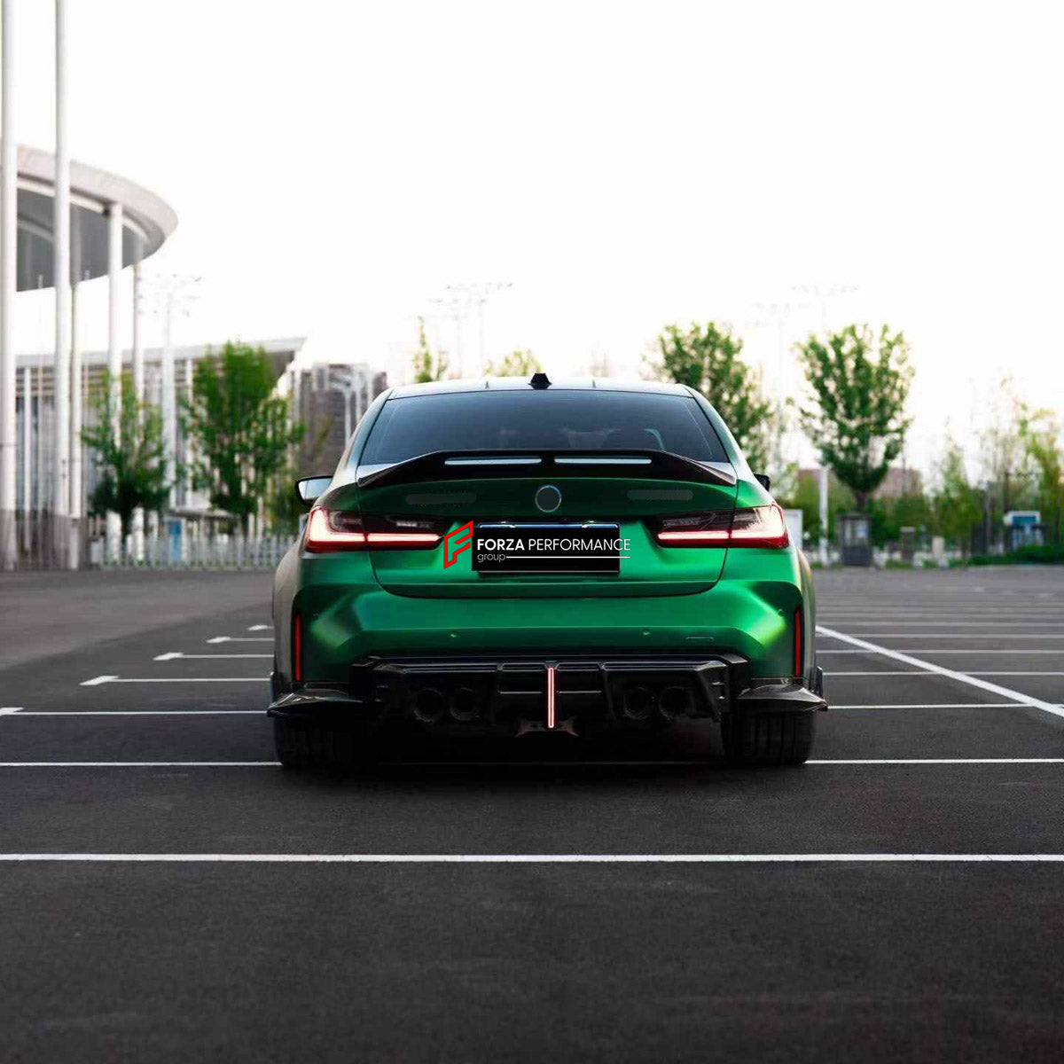BODY KIT for BMW M3 G80 2020+ FORZA PERFORMANCE custom fit Venom Sport Style

Set includes:
Front Lip
Front Bumper Canards
Side Skirts
Ducktail Spoiler
Rear Bumper Fins
Rear Diffuser

Material: Plastic

NOTE: Professional installation is required.