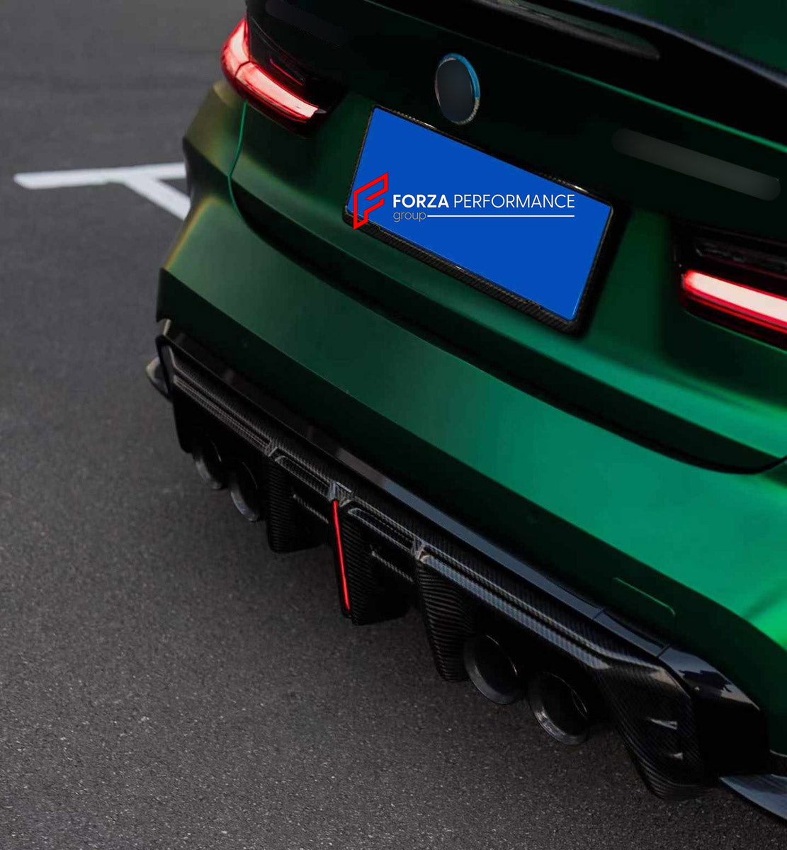 BODY KIT for BMW M3 G80 2020+ FORZA PERFORMANCE custom fit Venom Sport Style

Set includes:
Front Lip
Front Bumper Canards
Side Skirts
Ducktail Spoiler
Rear Bumper Fins
Rear Diffuser

Material: Plastic

NOTE: Professional installation is required.