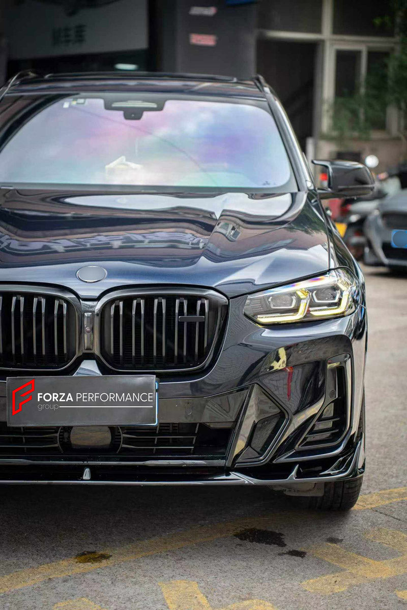 BODY KIT for BMW X3 G01 LCI M40I 2021 - 2024

Set includes:
Front Lip
Rear Bumper Fins
Rear Diffuser

Material: Plastic

NOTE: Professional installation is required.