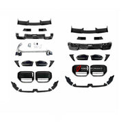 BODY KIT for BMW X3 G45 2024+ FORZA PERFORMANCE custom fit MP OEM Style

Set includes:
Front Lip
Front Bumper Air Vent Covers
Front Grille
Side Mirror Covers
Roof Spoiler
Rear Bumper Fins
Rear Diffuser
Exhaust Tips

Material: Plastic

NOTE: Professional installation is required.