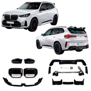 BODY KIT for BMW X3 G45 2024+
Set includes:

Front Lip
Front Grille
Side Mirror Covers
Roof Spoiler
Exhaust System
Rear Diffuser
Material: Plastic, Stainless Steel

NOTE: Professional installation is required.