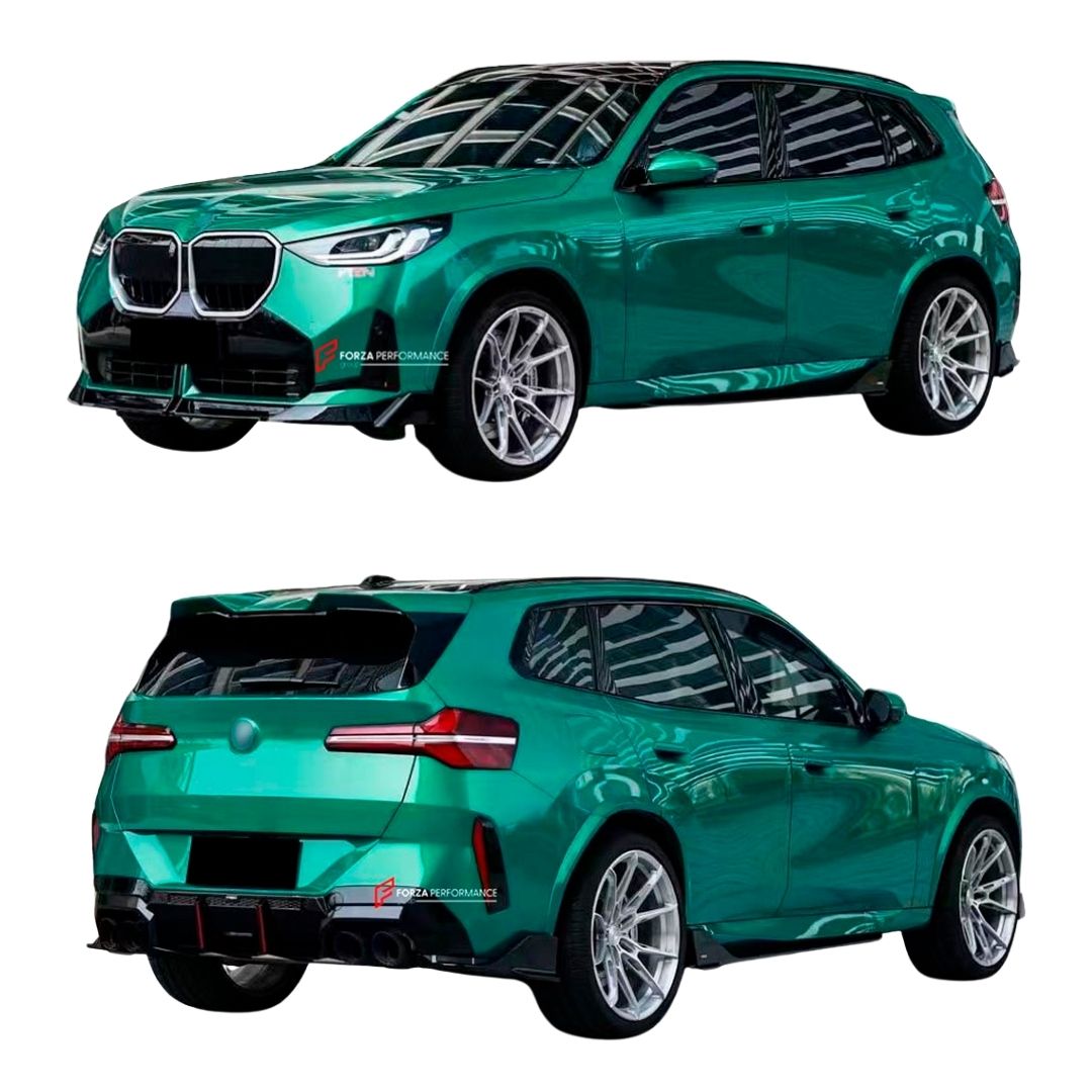 BODY KIT for BMW X3 G45 G48 2025+ FORZA PERFORMANCE Custom fit Dry Carbon VTEN Design Style
Set includes:

Front Lip
Side Skirts
Fender Flares
Rear Diffuser
Rear Lip
Rear Corners
Roof Spoiler (replacement)
Quad Carbon Fiber Exhaust Tips (30i)
Square Exhaust Tips (30i)
Material: Plastic

NOTE: Professional installation is required.