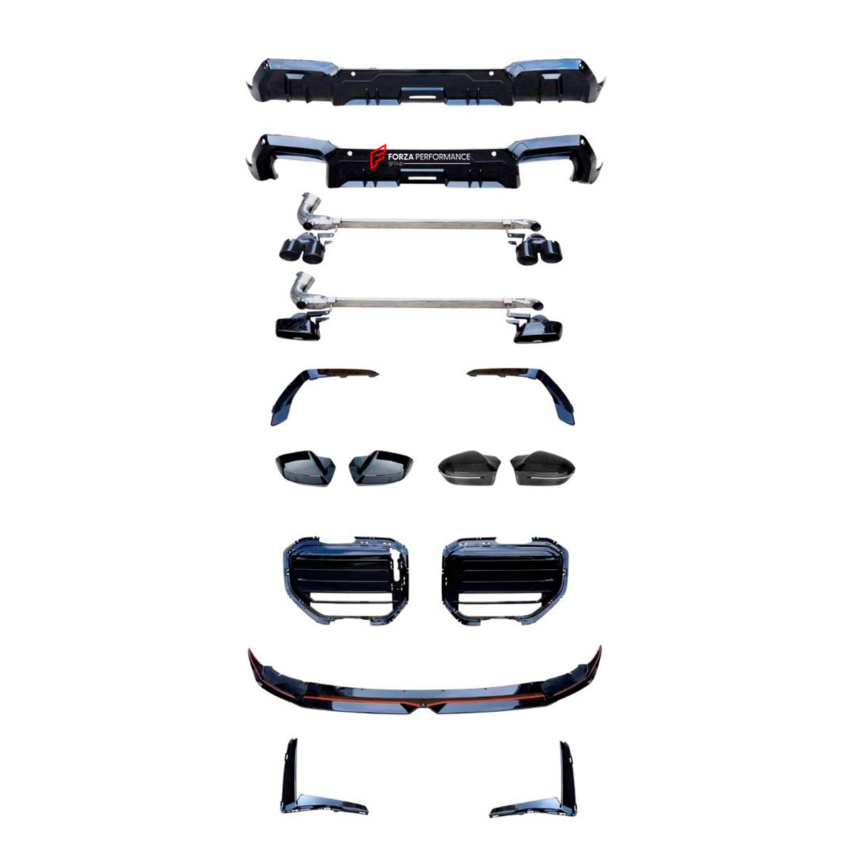 BODY KIT for BMW X3 X3M50 G45 G48 2024+
Set includes:

Front Lip
Front Bumper Canards
Front Grille
Side Mirror Covers - two versions available: one for BMW X3 M50, one for the base X3 (each offered in Carbon or Plastic)
Rear Bumper Fins
Rear Diffuser - two versions available: one for BMW X3 M50, one for the base X3
Exhaust Pipes - two versions available: one for BMW X3 M50, one for the base X3
Material: Plastic

NOTE: Professional installation is required.