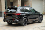 BODY KIT for BMW X5 G05 2019+ FORZA PERFORMANCE Custom fit Dry Carbon VTEN Design Style
Set includes:

Front Lip (fits 2023 - 2025 only)
Rear Diffuser
Roof Spoiler
Quad Carbon Fiber Exhaust Tips
Material: Plastic

NOTE: Professional installation is required.
