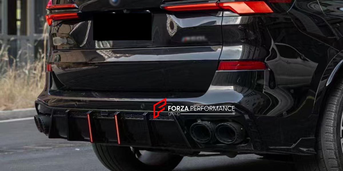 BODY KIT for BMW X5 G05 2019+ FORZA PERFORMANCE Custom fit Dry Carbon VTEN Design Style
Set includes:

Front Lip (fits 2023 - 2025 only)
Rear Diffuser
Roof Spoiler
Quad Carbon Fiber Exhaust Tips
Material: Plastic

NOTE: Professional installation is required.