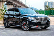 BODY KIT for BMW X5 G05 LCI FACELIFT 2023+

Set includes:

Front Lip
Front Bumper Trims
Front Grille
Side Mirror Covers
Side Fender Covers
Side Skirts
Roof Spoiler
Exhaust Tips
Rear Diffuser

Material: Plastic

Note: Professional installation is required.