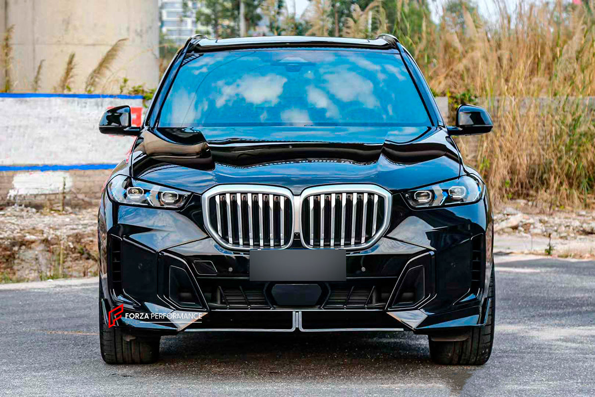 BODY KIT for BMW X5 G05 LCI FACELIFT 2023+

Set includes:

Front Lip
Front Bumper Trims
Front Grille
Side Mirror Covers
Side Fender Covers
Side Skirts
Roof Spoiler
Exhaust Tips
Rear Diffuser

Material: Plastic

Note: Professional installation is required.