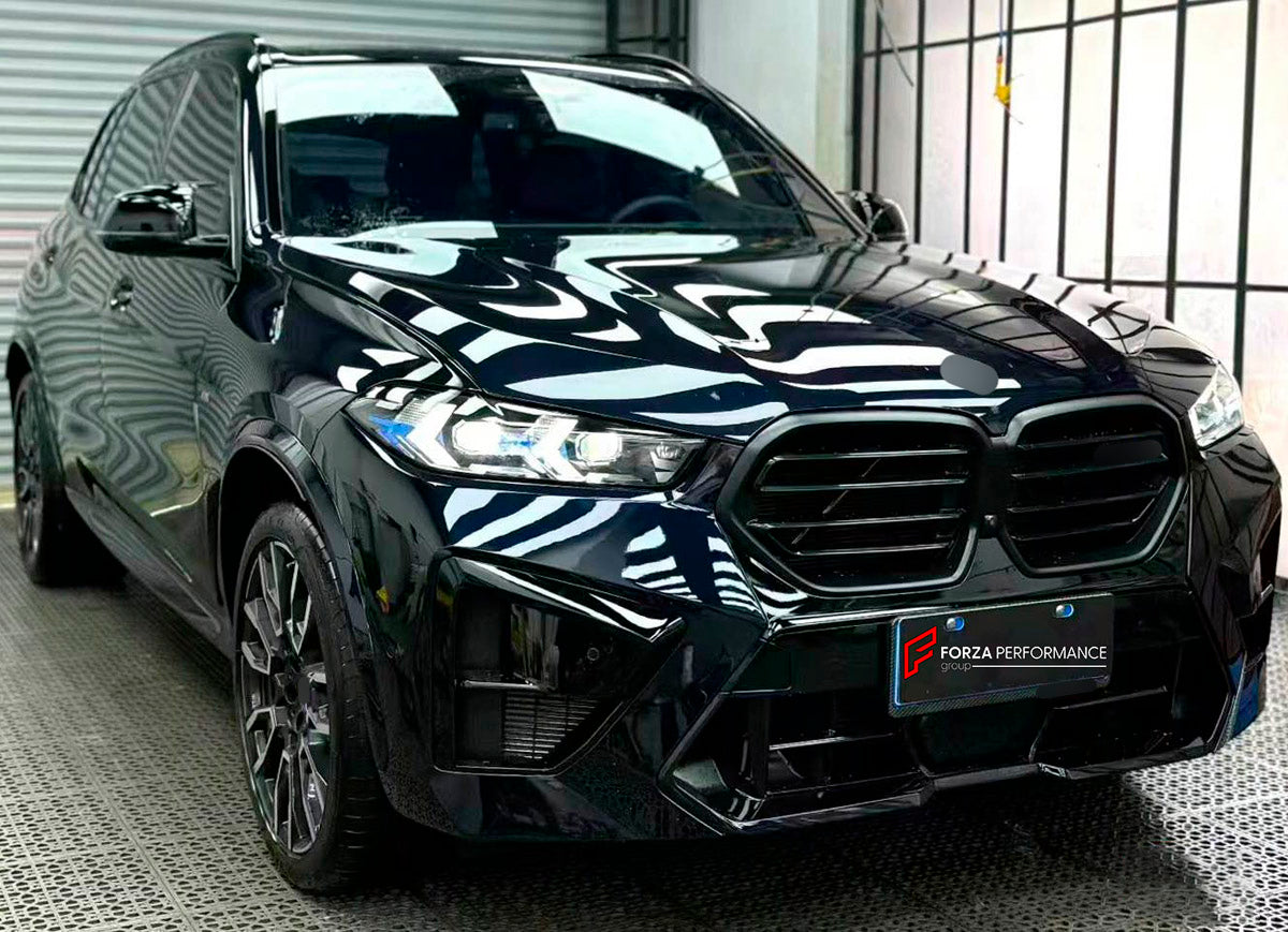 BODY KIT for BMW X5M F95 LCI 2023+
Set includes:

Front Lip
Front Bumper Assembly
Front Fender Flares
Rear Fender Flares
Rear Bumper Assembly
Rear Diffuser
Exhaust Tips
Material: Plastic

NOTE: Professional installation is required.