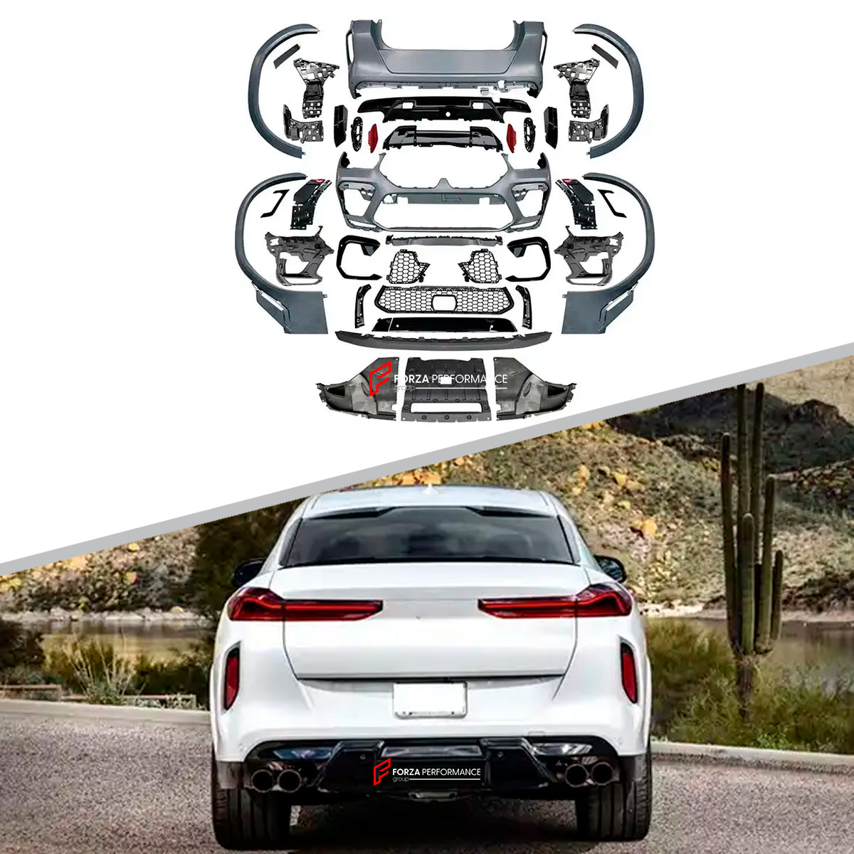 BODY KIT for BMW X6 G06 LCI F96 LCI 2024 - 2026

Set includes:

Front Lip
Front Bumper
Front Grille

Fender Flares
Rear Bumper
Rear Diffuser


Material: Plastic

NOTE: Professional installation is required

Why “Contact Us for Pricing”?

We don’t display fixed prices because our goal is to offer you the most competitive deal possible. Product costs often decrease over time, and by requesting a quote, you’ll receive our most up-to-date price on market.

SECURED PAYMENT METHODS 
PayPal (+4.4% f