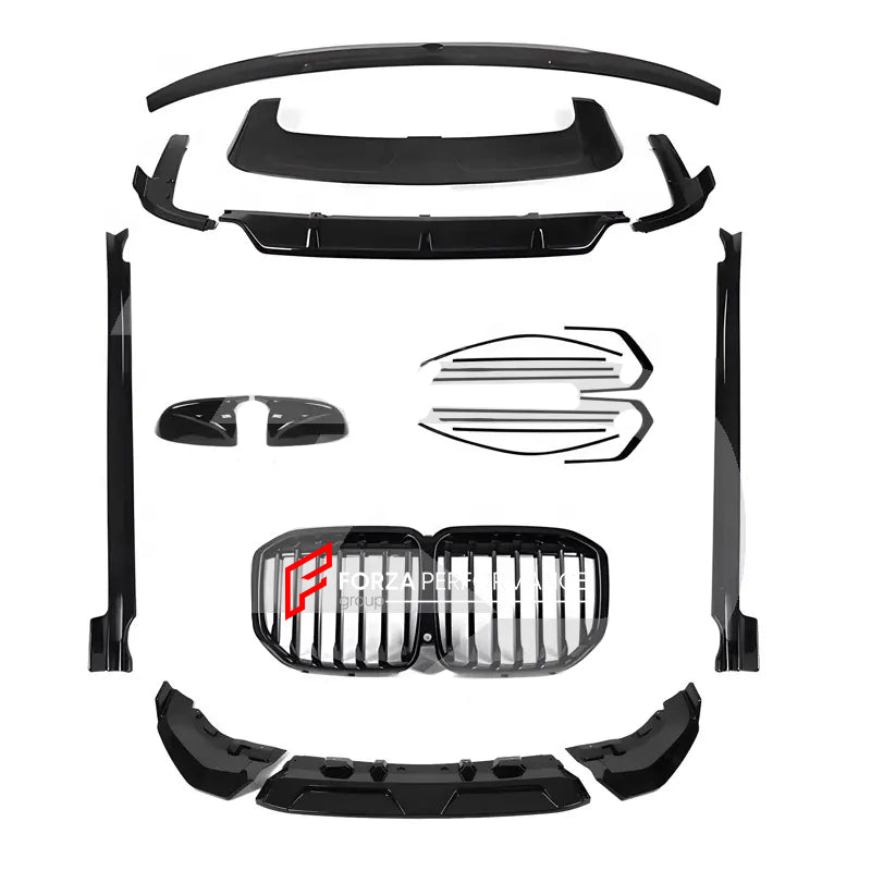 BODY AERO KIT for BMW X7 G07 LCI 2023  Set includes:  Front Lip Front Grille Mirror Covers Side Skirts Rear Diffuser Rear Spoiler Roof Spoiler