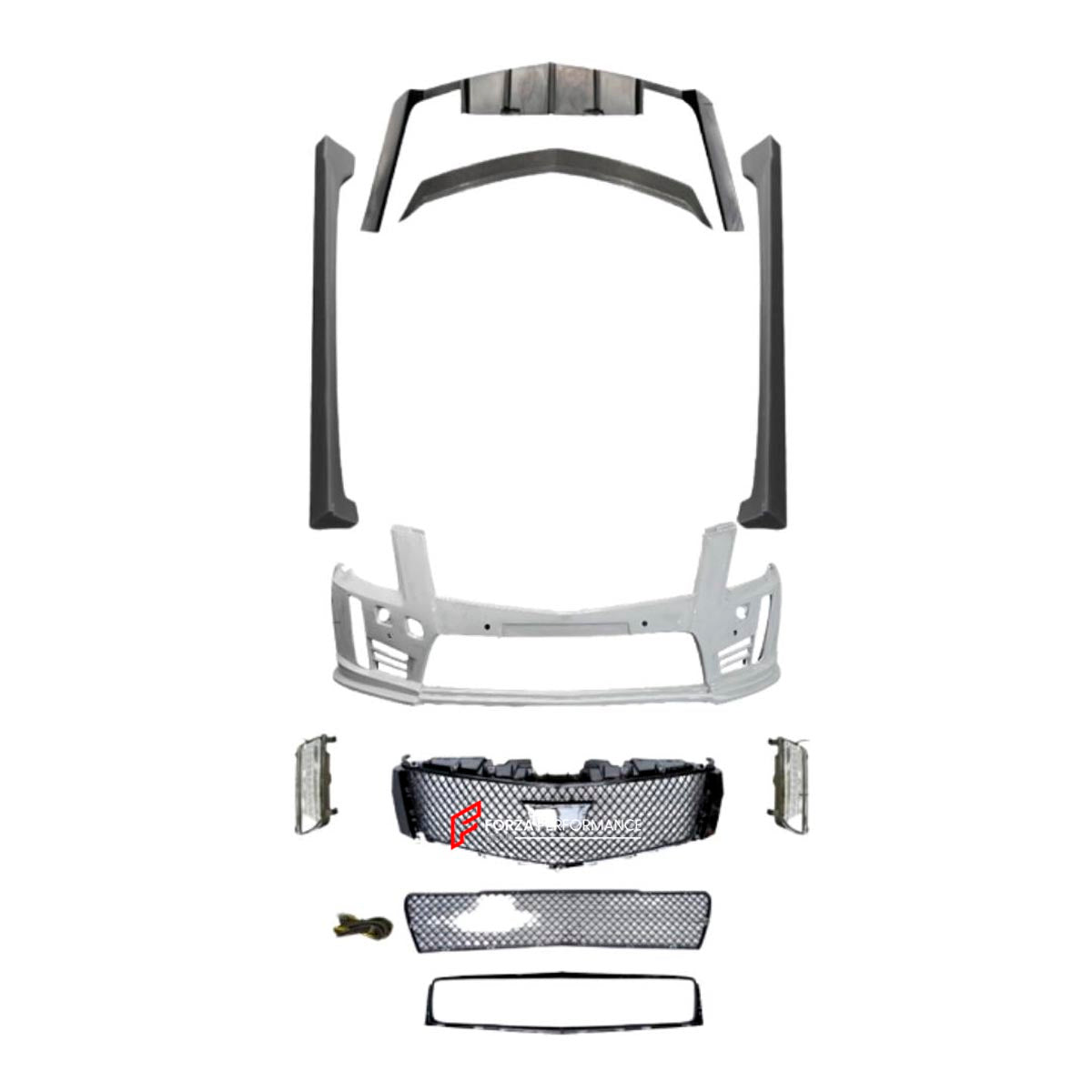 BODY KIT for CADILLAC XTS GM EPSILON II 2 2013 - 2017 Forza Performance Custom fit
Set includes:

Front Bumper Assembly
Front Grille
Lower Grille
Grille Surround Trim
Fog Lights
Side Skirts
Rear Diffuser
Trunk Spoiler
Material: ABS

NOTE: Professional installation is required.
