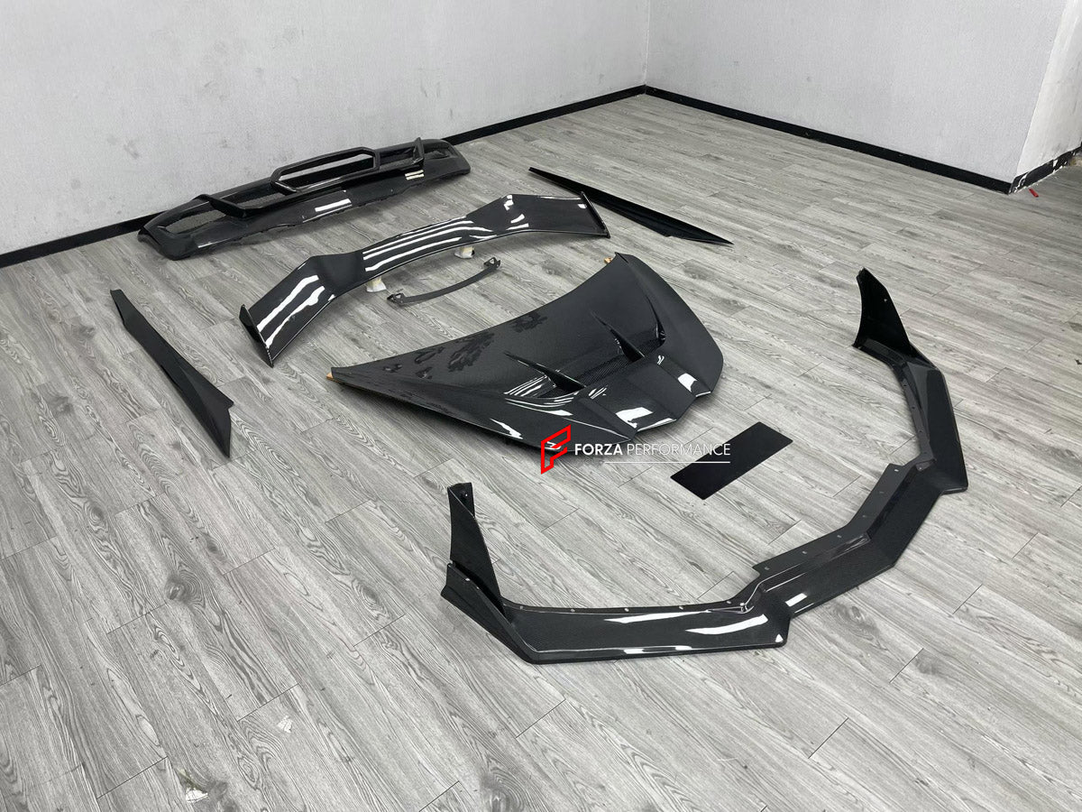 BODY KIT for CHEVROLET CORVETTE C8 2020+

Set includes:
Front Lip
Hood Bonnet
Side Skirts
Rear Spoiler Wing
Rear Diffuser

Material: Plastic

NOTE: Professional installation is required.