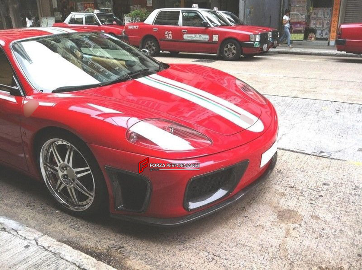 Body Kit for Ferrari 360 Modena 1999 - 2005
Set includes:

Front Bumper
Front Lip
Side Skirts
Tail Spoiler
Rear Bumper
NOTE: Professional installation is required.