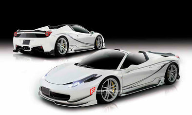 BODY KIT for FERRARI 458 ITALIA SPIDER 2010 - 2016

Set includes:

Front Bumper
Front lip
Side Skirts
Rear Spoiler
Carbon Rear diffuser&nbsp;

Material: Plastic&nbsp;and carbon fiber

NOTE: Professional installation is required