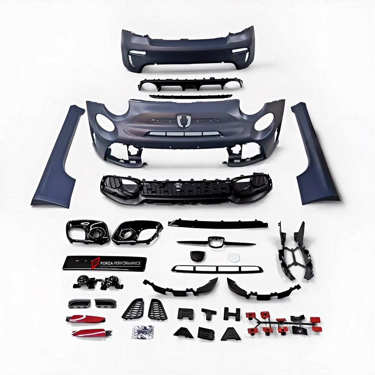 BODY KIT for Fiat 500 2015+
Set includes:

Front Bumper Assembly
Side Skirts
Rear Diffuser
Rear Bumper
Material: Plastic

NOTE: Professional installation is required.