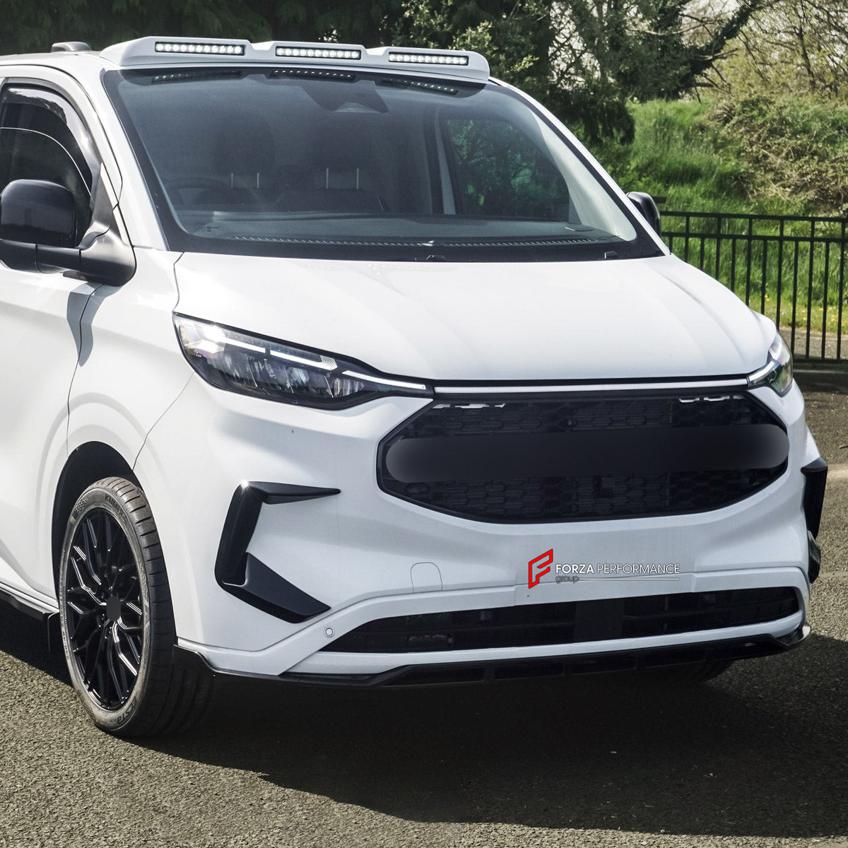BODY KIT for Ford Ford Transit Custom II 2 2023+
Set includes:

Front Grille
Front Bumper Vents
Front Bumper LED Light
Lower Bumper Grille
Material: Plastic

NOTE: Professional installation is required.