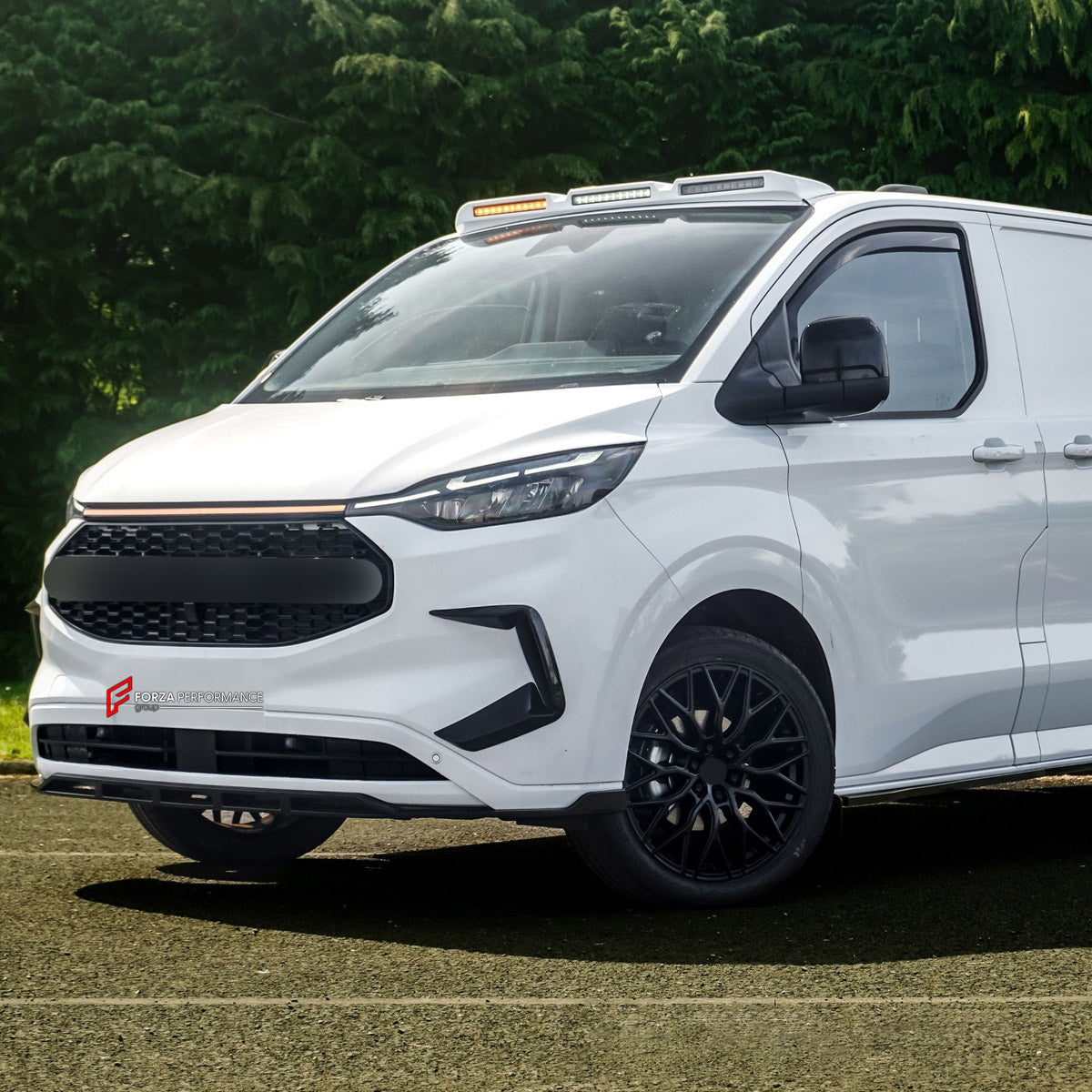 BODY KIT for Ford Ford Transit Custom II 2 2023+
Set includes:

Front Grille
Front Bumper Vents
Front Bumper LED Light
Lower Bumper Grille
Material: Plastic

NOTE: Professional installation is required.