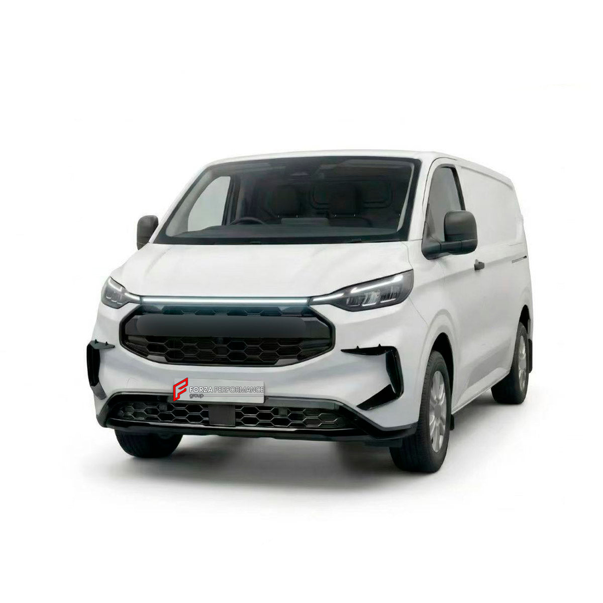 BODY KIT for Ford Ford Transit Custom II 2 2023+
Set includes:

Front Grille
Front Bumper Vents
Front Bumper LED Light
Lower Bumper Grille
Material: Plastic

NOTE: Professional installation is required.