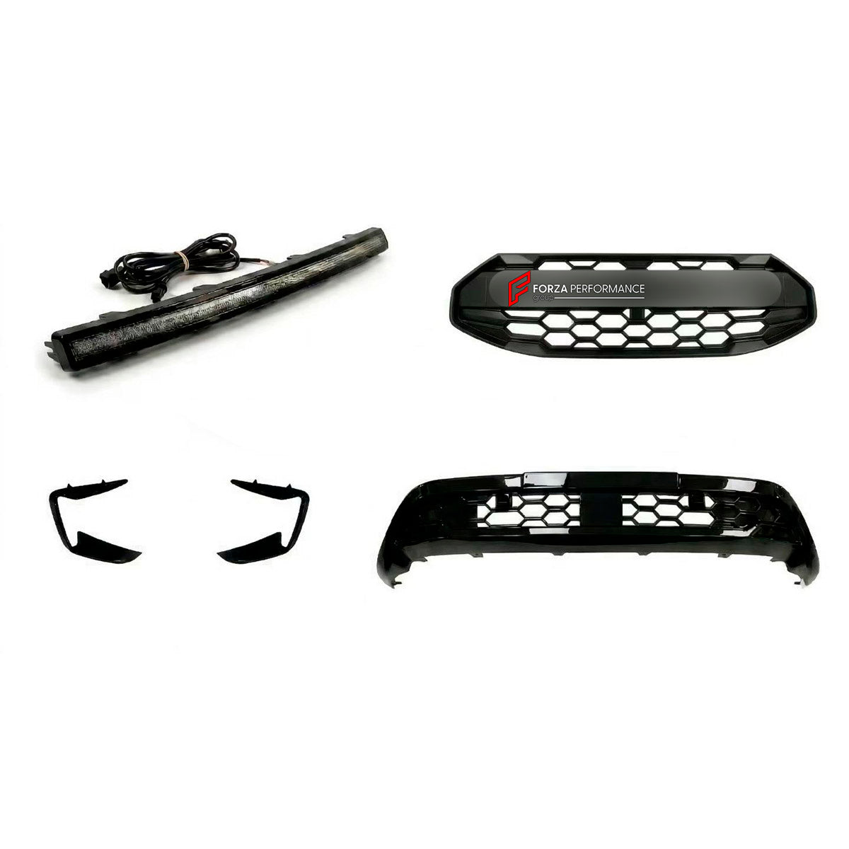 BODY KIT for Ford Ford Transit Custom II 2 2023+
Set includes:

Front Grille
Front Bumper Vents
Front Bumper LED Light
Lower Bumper Grille
Material: Plastic

NOTE: Professional installation is required.