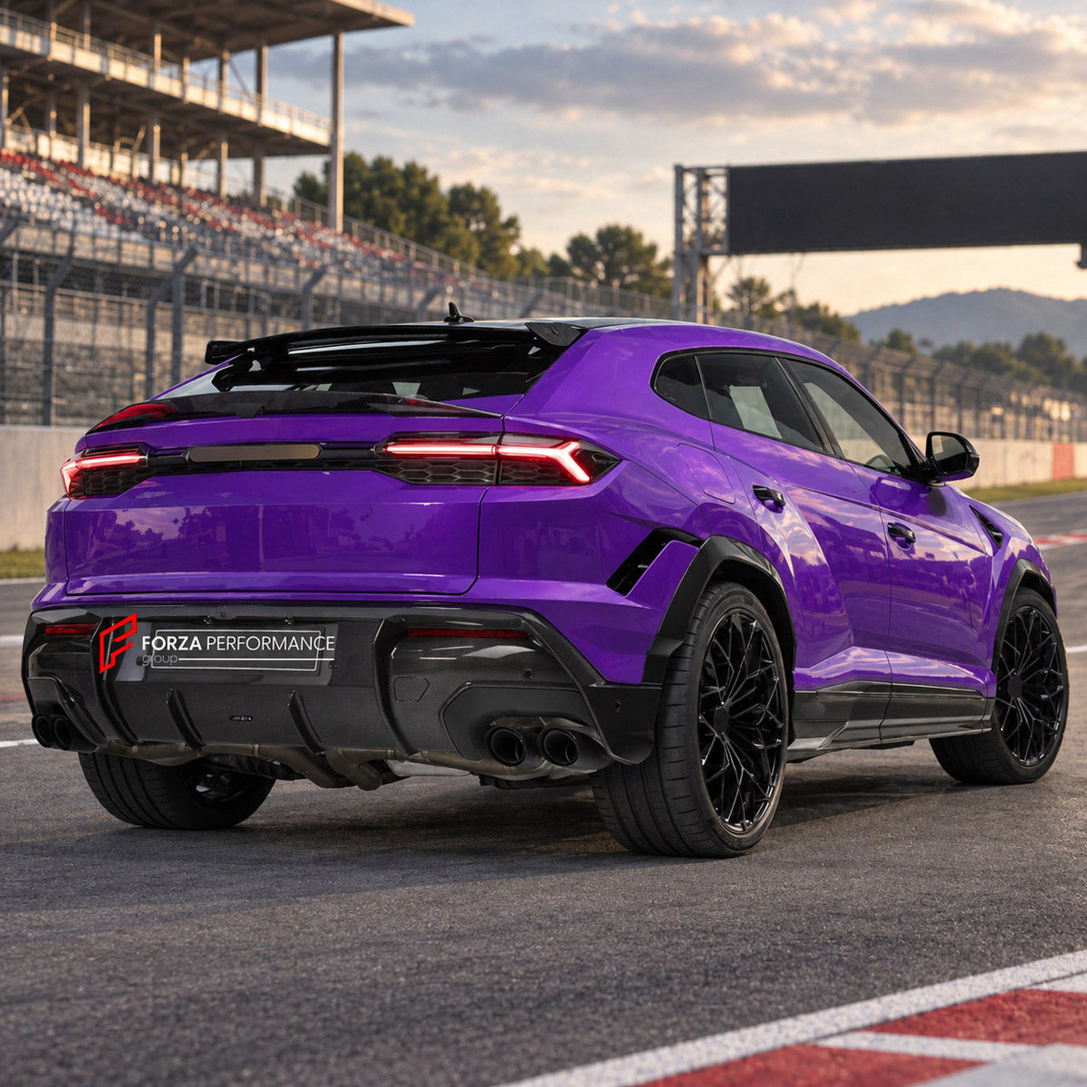 BODY KIT for Lamborghini Urus SE Performante 2026+
Set includes:

Front Lip
Front Bumper Air Vent Covers
Hood Bonnet
Fender Flares
Side Fender Vents
Side Skirts
Roof Spoiler
Ducktail Spoiler
Rear Bumper Fins
Rear Diffuser
Material: Plastic

NOTE: Professional installation is required.