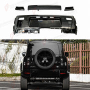 BODY KIT for LAND ROVER DEFENDER 90 110 130 L663 2020+
Set includes:

Front Grille Trim
Front Bumper
Front Bumper Under Grille
Front Bumper Fog Light Covers
Rear Bumper Brackets
Rear Tow Cover Plate
Rear Bumper
Material: ABS

NOTE: Professional installation is required.
